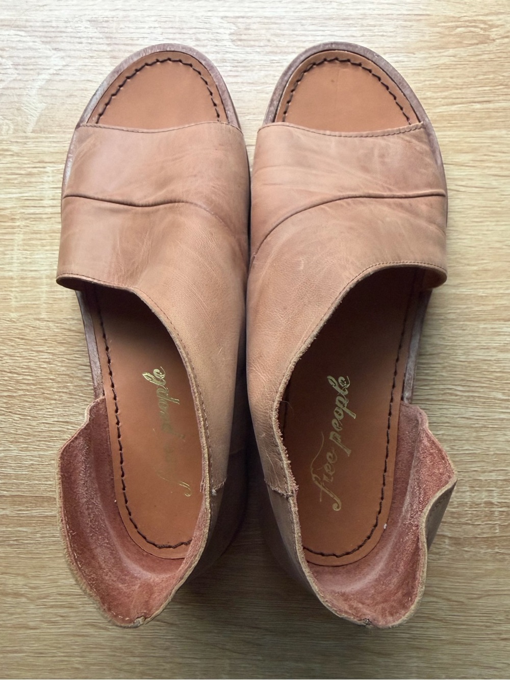 Free People Mont Blanc D’Orsay Leather Open Toe Sandals EU 37 Tan